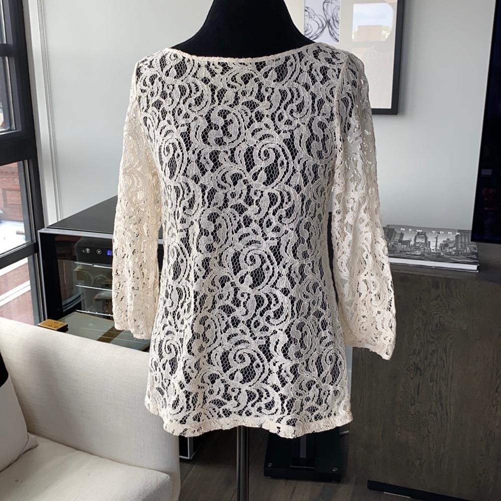 Loft Lace Three Quarter Sleeve Blouse